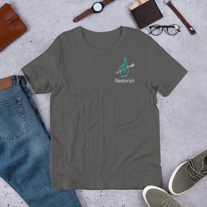 Restorish Glove Unisex T-Shirt - Blue Logo
